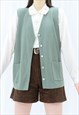 90S VINTAGE GREEN KNITTED WAISTCOAT CARDIGAN