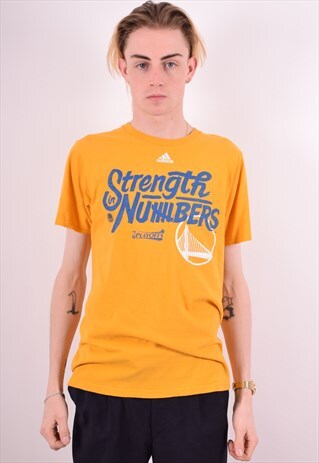 ADIDAS MENS VINTAGE T-SHIRT TOP MEDIUM YELLOW 90S
