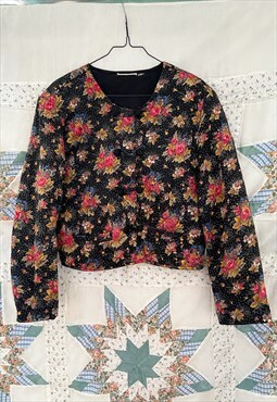 Vintage 70's Quilted Floral Cropped Jacket - M
