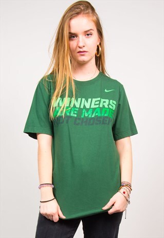 NIKE VINTAGE 90'S GREEN SLOGAN PRINT SPORTS T-SHIRT