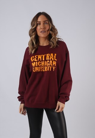 VINTAGE SWEATSHIRT UNIVERSITY USA OVERSIZED LOGO UK 14 (DL2V