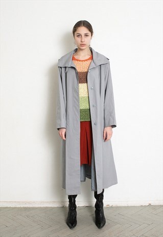 VINTAGE 80S OVERSIZED MAC TRENCH COAT GREY