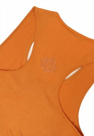 VINTAGE 80S CHRISTIAN DIOR PASTEL ORANGE BODYSUIT WITH LOGO