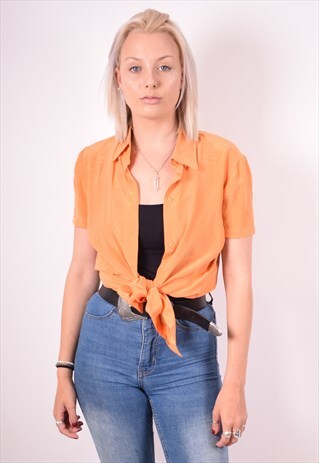 EMPORIO ARMANI WOMENS VINTAGE SHIRT LARGE ORANGE 90S