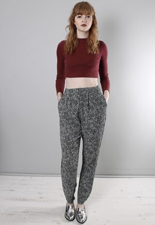 VINTAGE 90S FLORAL PATTERNED HIGH WAISTED TROUSERS