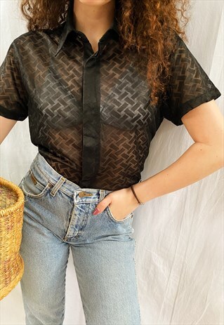 VINTAGE 90S SEXY LACE GUIPURE GRUNGE SHEER BLOUSE TOP
