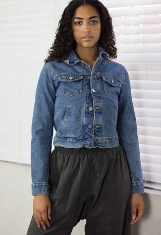 VINTAGE CALVIN KLEIN DENIM JACKET LOGO 90S S 22.7