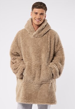 Lounge Towel Robe Sleep Bed Onesie Pullover - Beige Cream