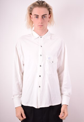 REPLAY MENS VINTAGE SHIRT SMALL WHITE 90S