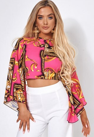 PINK SCARF PRINT BLOUSE