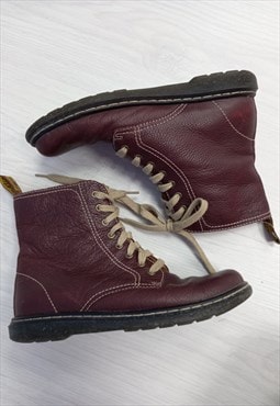 Dr Martens Boots Burgundy Leather Lace-Up