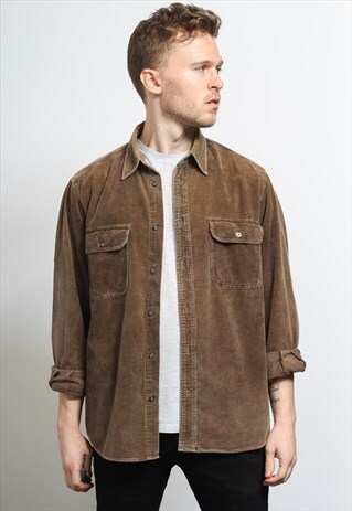 VINTAGE CORDUROY CORD SHIRT BROWN