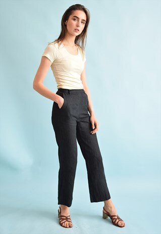 90'S RETRO BOHO FESTIVAL SHORT CUT LINEN TROUSERS