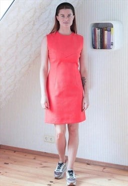 Bright orange coral sleeveless dress