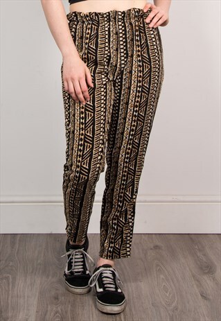 90'S VINTAGE WAVEY PATTERN LOOSE FIT SUMMER TROUSERS