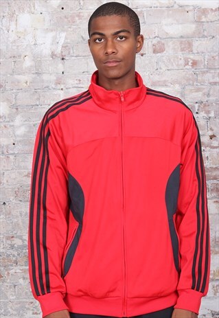 VINTAGE ADIDAS LOGO THREE STRIPE TRACK JACKET RED