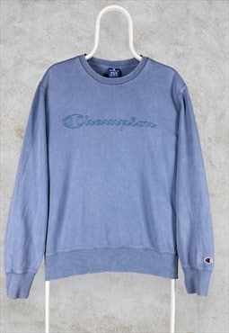 Vintage Champion Sweatshirt Blue Embroidered  Mens Medium