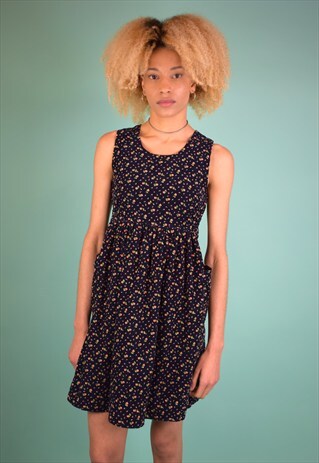 VINTAGE 90'S FLORAL PRINT CORDUROY DRESS