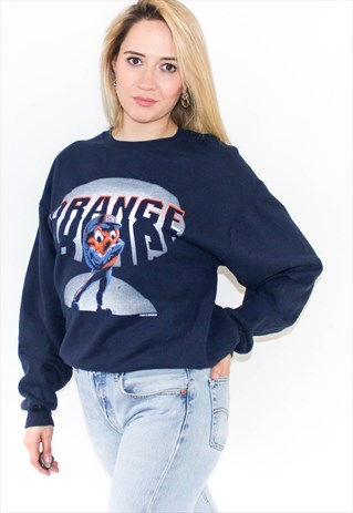 VINTAGE 90'S OVERSIZE FIT NAVY LOGO SWEATSHIRT