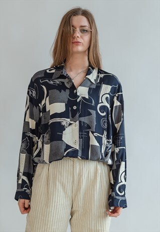 VINTAGE 90S FUNKY PATTERNED LONG PARTY SHIRT