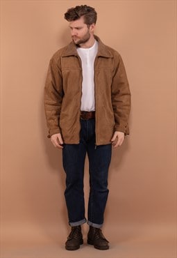 Vintage 90's Men Sherpa Lined Jacket in Brown