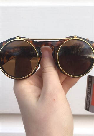 UNISEX VINTAGE STYLE LEOPARD PRINT STEAMPUNK SUNGLASSES