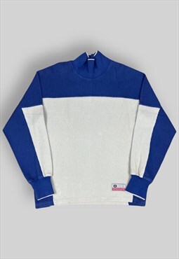 Nike Turtle Neck Knitted Jumper in Blue and Beige