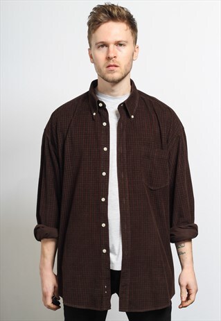 VINTAGE CORDUROY CORD SHIRT BROWN