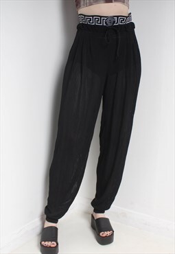 Vintage Versace High Waisted Sheer Trousers - Black