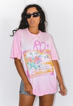 Vintage 90s Pink Pastel Printed Graphic T-shirt