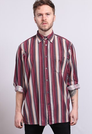 VINTAGE CORDUROY CORD STRIPED SHIRT