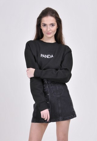 BLACK PANDA SWEATSHIRT - EMBROIDERED