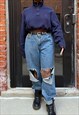 Vintage 90s Navy Blue Cropped Pullover (M-XL) 
