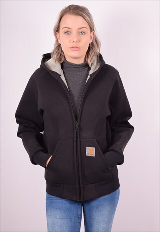 CARHARTT WOMENS VINTAGE HOODIE JACKET SMALL BLACK 90S