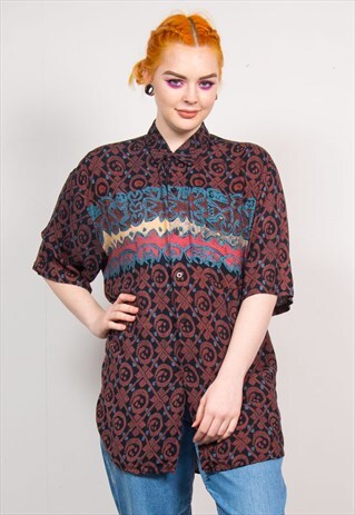 VINTAGE 90'S MULTICOLOUR ABSTRACT PATTERN OVERSIZED SHIRT