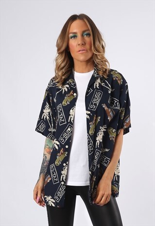 PRINT PATTERNED SHIRT OVERSIZED FITTED UK 12 - 14 (ADCA)