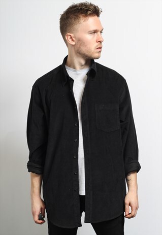 VINTAGE CORDUROY CORD SHIRT BLACK