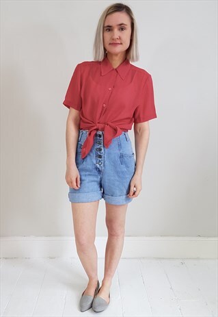 VINTAGE 80'S BLACK AND DEEP PINK PIN STRIPED SHIRT