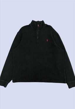 Black Sweatshirt Mens XL 1/4 Zip Pullover Regular Fit
