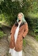 VINTAGE 90S SIZE LARGE GENUINE SUEDE TRENCH COAT IN BROWN