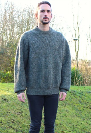 VINTAGE 90S BARBOUR THICK KNIT WOOL JUMPER - XL - BRITISH