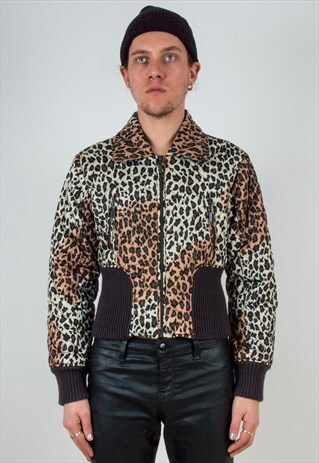 CHEETAH CROPPED PUFFER JACKET