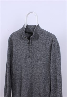 Vintage Barbour Men's Tisbury Half Zip Sweater Grey