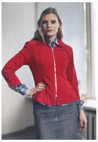 VINTAGE 80'S RED RETRO VELVET JACKET