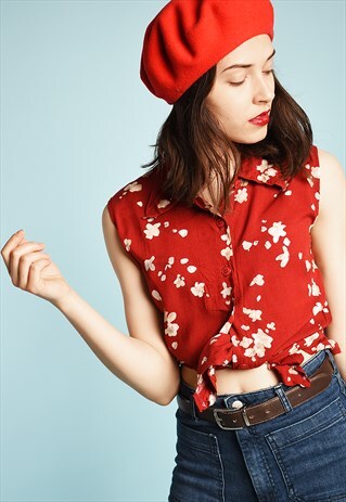 90'S RETRO PARIC CHIC FLORAL BLOUSE TOP