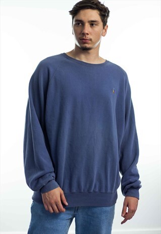 VINTAGE POLO RALPH LAUREN SWEATSHIRT JUMPER LOGO 90S L 19.1
