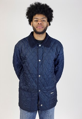 VINTAGE K-WAY 90S NAVY QUILTED SPORTS JACKET