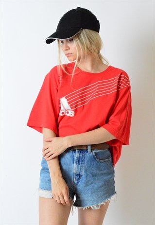 VINTAGE 90S RED ADIDAS T-SHIRT