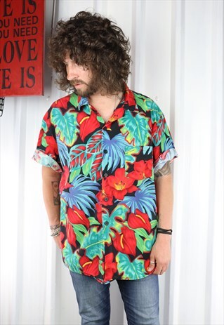 VINTAGE CRAZY PATTERN OVERSIZED SHORT SLEEVED SHIRT