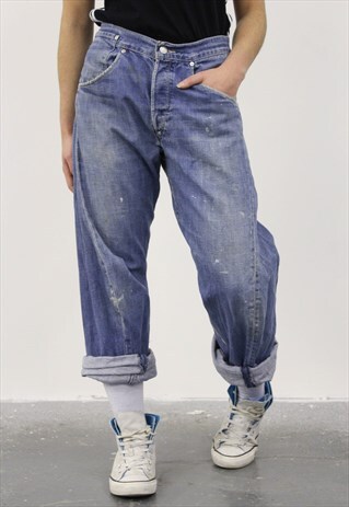 VINTAGE LEVI'S BLUE PAINT MOM JEANS